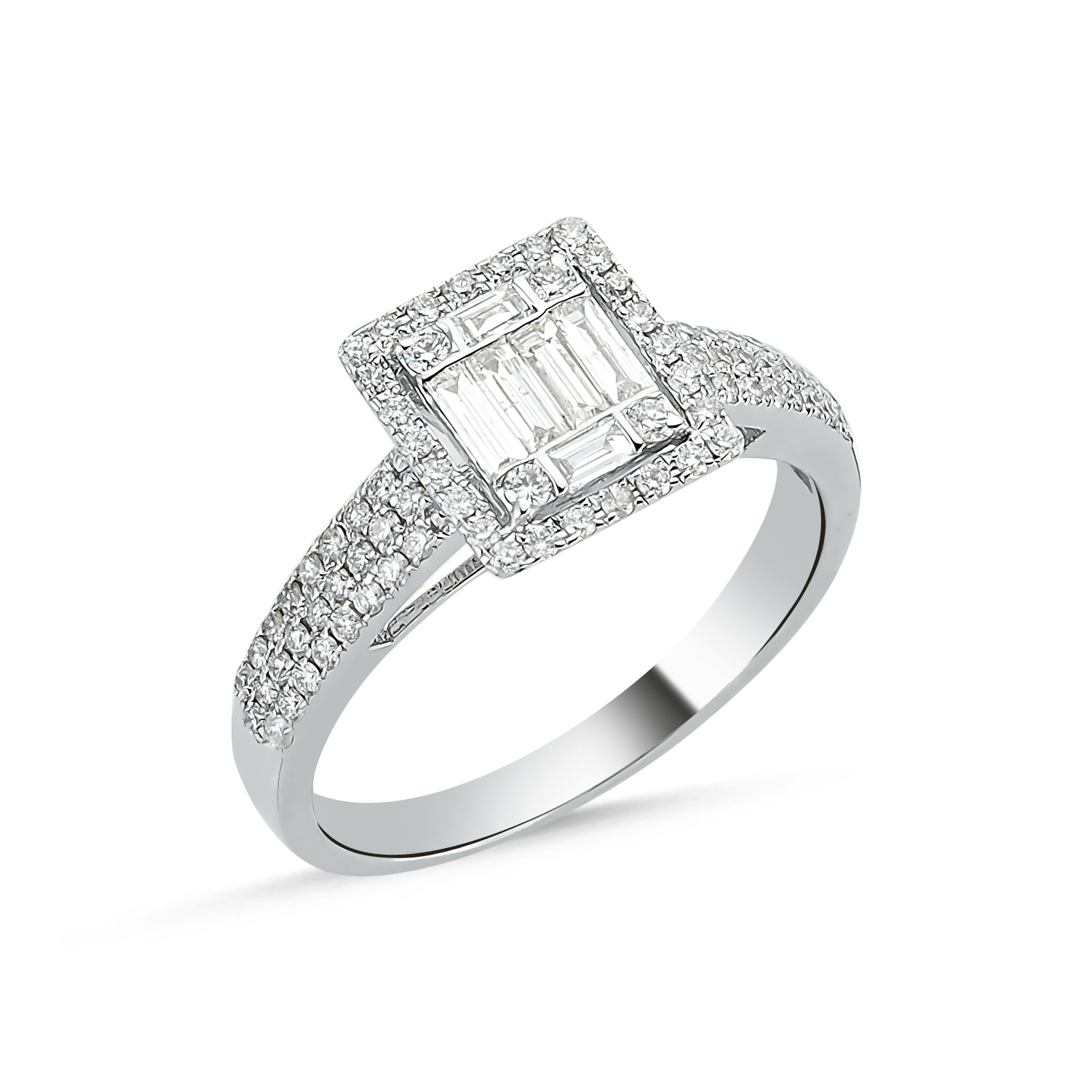 Natürel baget kesim pırlanta ile tasarlanmış zarif bir yüzük.